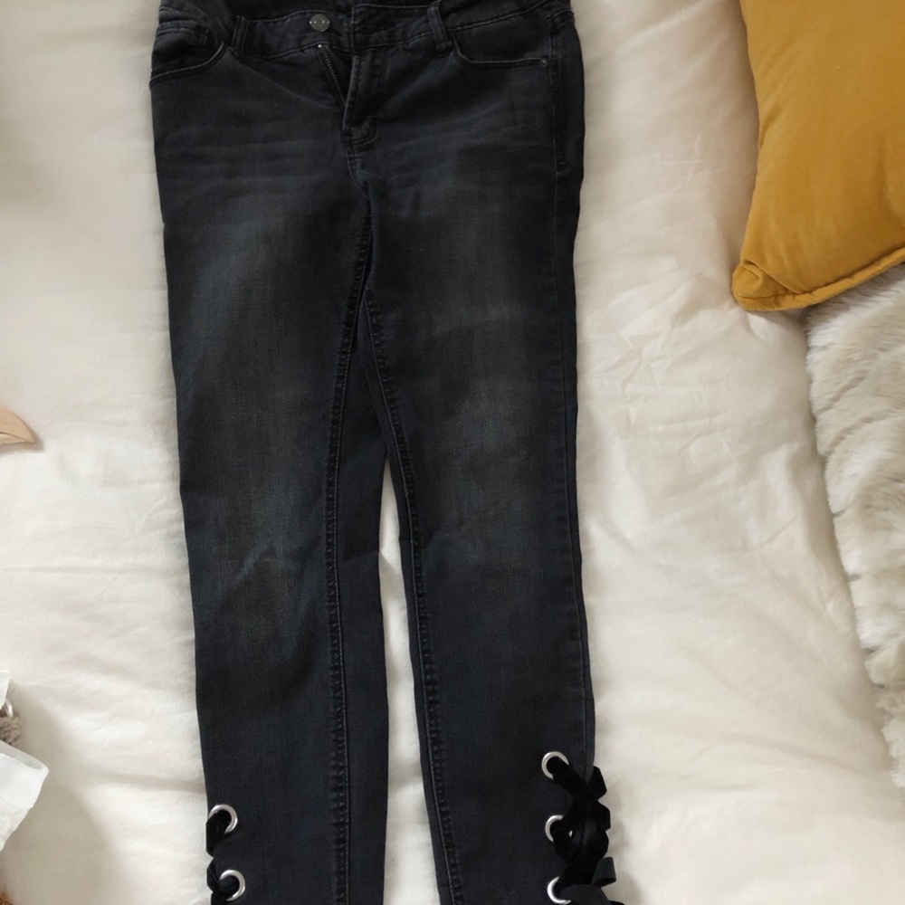 Black Jeans with Ribbon Detail
